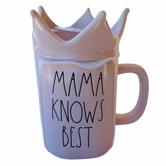 Rae Dunn Mama Knows Best Pink Mug with Crown Lid